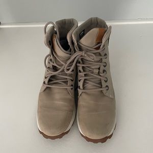 Mens Timberland Brooklyn Side Zip A1YMK Beige Leather Lace Casual Walking Boots